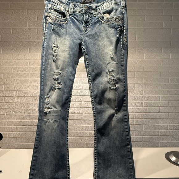 Silver Jeans Blue Flare Wide Leg Denim - Picture 1 of 6